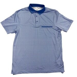 HEAD Polo Shirt Mens Medium Blue Geometric Golf Tennis Performance Short Slv
